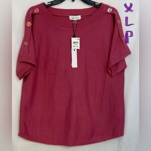 Melissa Paige Pink Boxy Buttoned Short Sleeve Top